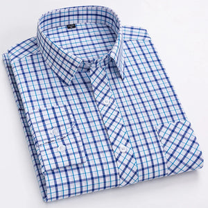 Men's 100% Cotton Single Breasted Full Sleeve Plaid Casual Shirt