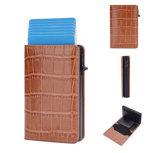 Men's PU Leather Plaid Pattern Card Holder Mini Slim Wallets