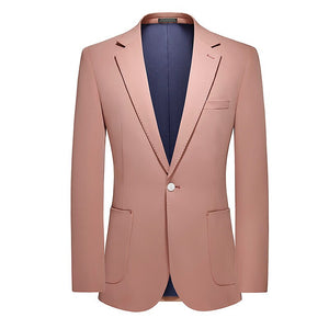 Men's Polyester Full Sleeves Single Button Solid Pattern Blazer