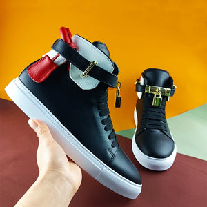 Men's Genuine Leather Round Toe Lace-up Closure Casual Wear Shoes