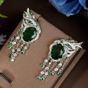 Women's Copper Cubic Zirconia Water Drop Trendy Bridal Earrings