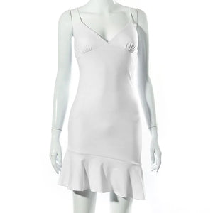Women's Polyester V-Neck Sleeveless Solid Pattern Party Dress