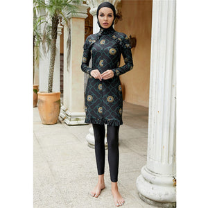 Women's Arabian Polyester Full Sleeves Printed Pattern Swimwear