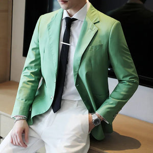 Men's Polyester Notched Collar Long Sleeve Single Breasted Blazers
