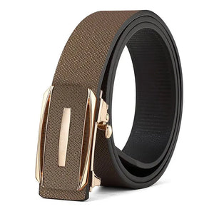 Men's Split Leather Automatic Buckle Plain Pattern Casual Belts