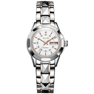 Women's Tungsten Steel Automatic Round Shaped Luxury Wrist Watch