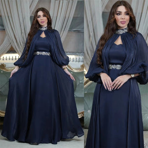 Women's Arabian Polyester Full Sleeve Solid Pattern Dresses