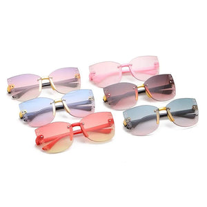 Kid's Cat Eye Polycarbonate Frame Rimless UV400 Trendy Sunglasses