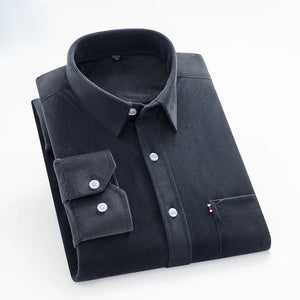 Men's Spandex Full Sleeve Turn Down Collar Plain Pattern Shirt
