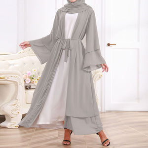 Women's Arabian O-Neck Polyester Long Sleeve Elegant Casual Abaya