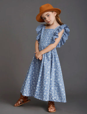 Kid Girl's Square Neck Polyester Short Sleeve Printed Dress