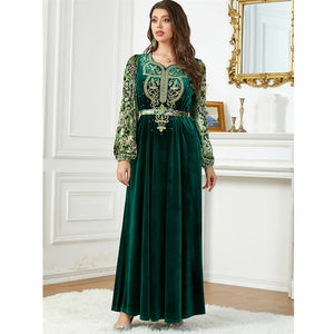 Women's Arabian Polyester Full Sleeve Embroidered Casual Dress