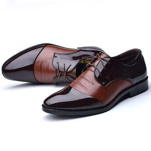 Men's PU Leather Pointed Toe Lace-up Closure Formal Wear Shoes