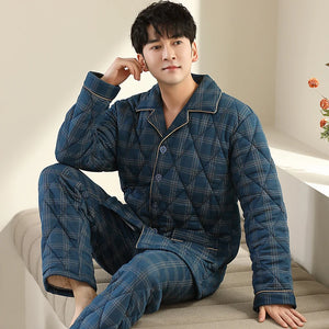 Men's Cotton Turn-Down Collar Full Sleeves Sleepwear Pajamas Set
