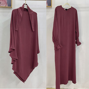 Women's Arabian Polyester Full Sleeve Two-Piece Casual Abayas