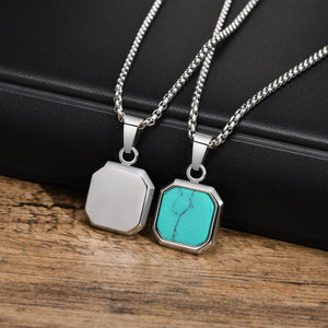 Men's Stainless Steel Link Chain Square Pattern Elegant Necklace