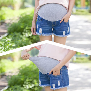 Women's Cotton Elastic Waist Ripped Pattern Maternity Shorts