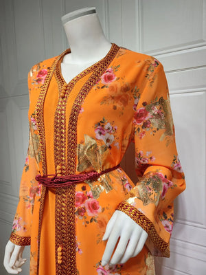 Women's Arabian Polyester Full Sleeve Print Pattern Elegant Dress