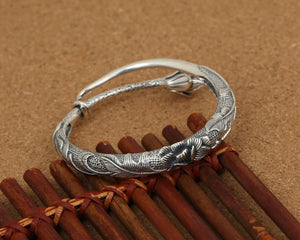 Men's 100% 925 Sterling Silver Plant Pattern Trendy Bracelet