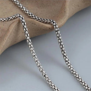 Men's 925 Sterling Silver Popcorn Chain Geometric Pattern Necklace