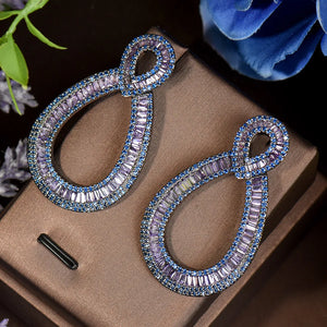 Women's Copper Cubic Zirconia Bridal Wedding Trendy Drop Earrings