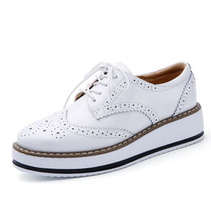 Women's Split Leather Round Toe Lace-up Closure Formal Wear Shoes