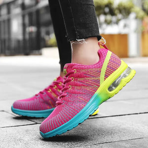 Women's Mesh Round Toe Lace-Up Closure Breathable Sport Sneakers