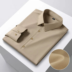Men's Spandex Turndown Collar Long Sleeves Formal Wear Shirts