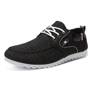 Men's Canvas Round Toe Lace-up Closure Breathable Casual Shoes