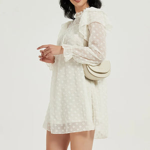 Women's Polyester O-Neck Long Sleeves Patchwork Casual Dress