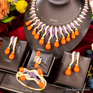 Women's Copper Cubic Zirconia Trendy Bridal Wedding Jewelry Set