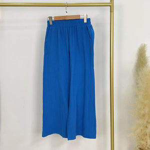 Women's Cotton Elastic Waist Closure Solid Pattern Casual Trouser