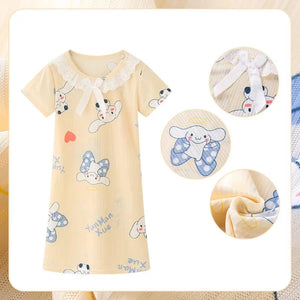 Kid's Girl Polyester O-Neck Short Sleeve Quick-Dry Sleepwear Dress
