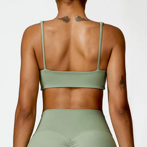 Women's Nylon Square-Neck Sleeveless Breathable Yoga Top
