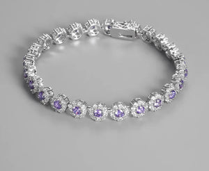 Women's 925 Sterling Silver Zircon Geometric Wedding Bracelet