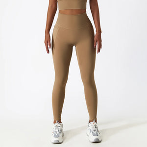 Women's Nylon High Elastic Waist Solid Pattern Workout Leggings