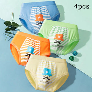 Kid's Boy 4Pcs Cotton Breathable Printed Pattern Underwear Briefs