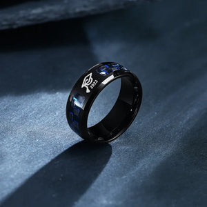 Men's Metal Stainless Steel Round Pattern Trendy Wedding Ring