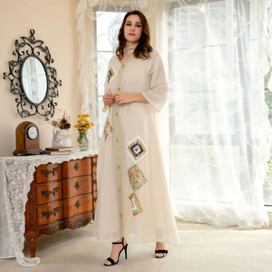 Women's Arabian Polyester Full Sleeve Sequin Pattern Elegant Dress