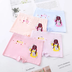 Kid's Girl 4Pcs Cotton Quick-Dry Cartoon Pattern Underwear Panties