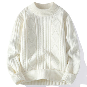 Men's Polyester Full Sleeves Patchwork Pullover Casual Sweater