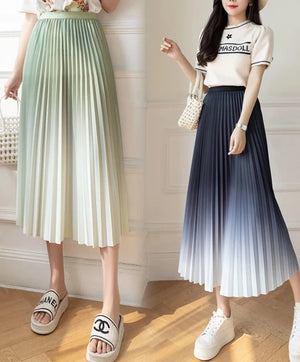 Women's Polyester High Waist Pleated Pattern Casual Wear Skirts