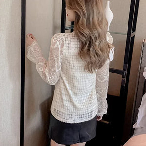 Women's High-Neck Polyester Long Sleeves Slim Fit Casual Blouses