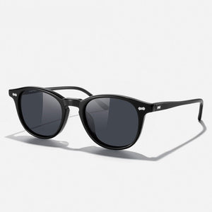 Men's Acetate Frame Round Polaroid Lens Thin Frame Sunglasses