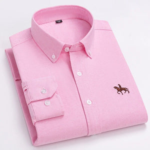Men's Cotton Turn-Down Collar Full Sleeve Plain Pattern Shirt
