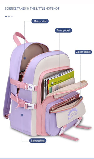 Kid's Nylon Cartoon Pattern Zipper Closure Large Capacity Backpack