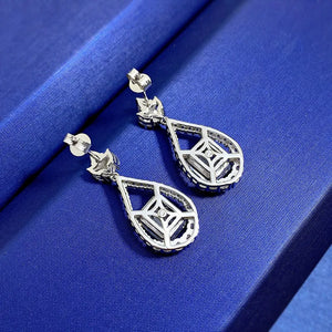 Women's 100% 925 Sterling Silver Diamond Geometric Classic Earrings