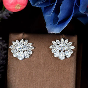 Women's Copper Cubic Zirconia Trendy Bridal Wedding Stud Earrings