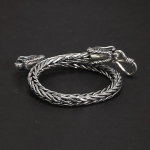 Men's 100% 925 Sterling Silver Vintage Dragon Heads Bracelet