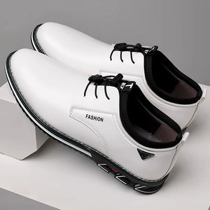 Men's Leather Pointed Toe Lace-Up Closure Solid Formal Shoes